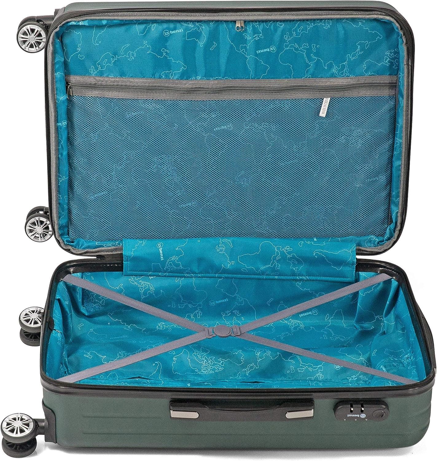 Benzi Maleta de Cabina 5493 Expandible de Material ABS  muy Ligera medidas 55x39x20/25 cms 4 Ruedas Dobles Color Verde - Imagen 5