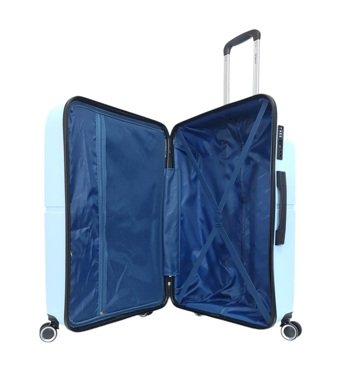 Benzi Maleta Grande Aero 5754 de Polipropileno muy Ligera y Resistente medidas 74 x 50 x 26 cms 4 Ruedas Dobles Color Azul Celeste - Imagen 9