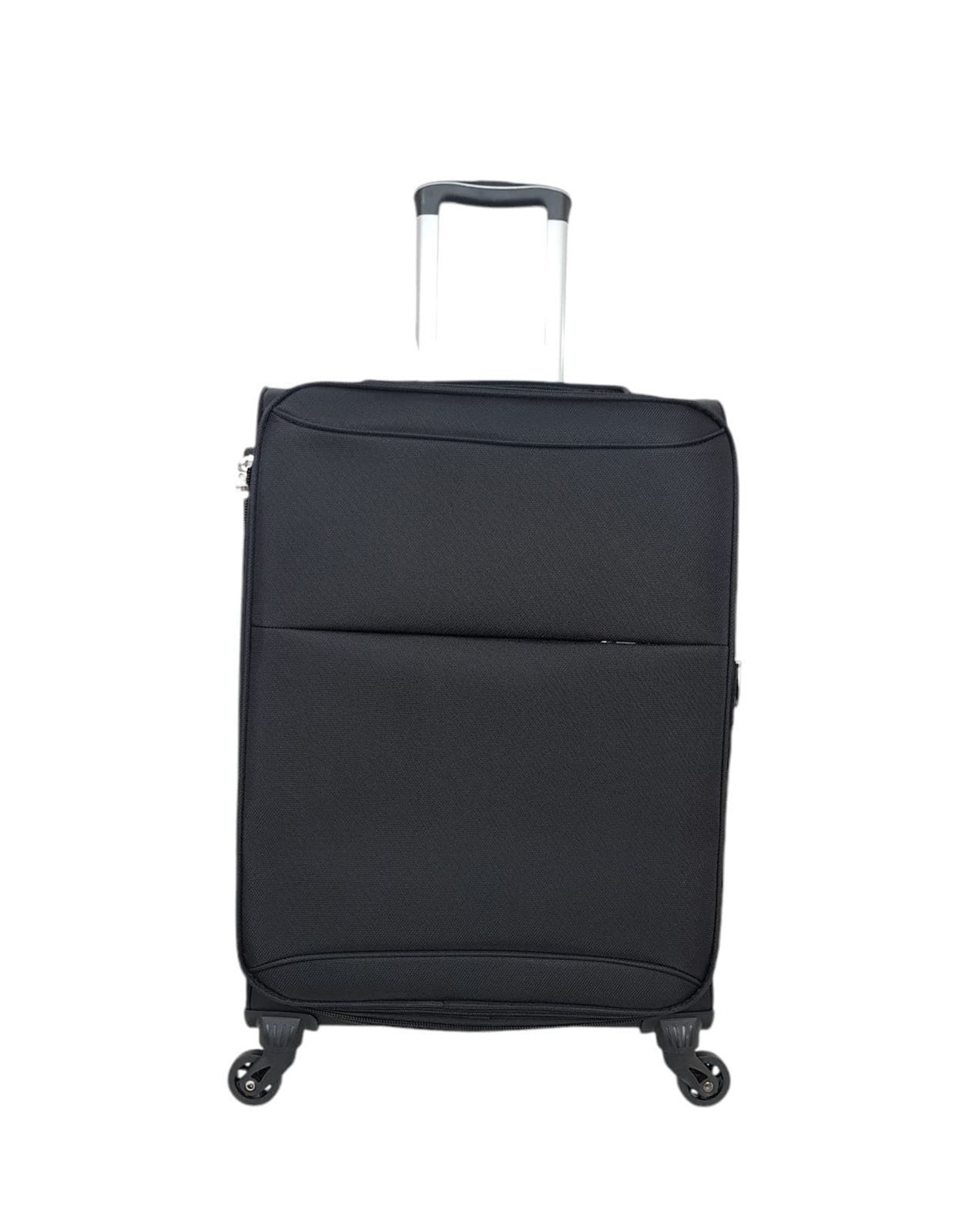 Maleta Light 8018  Mediana 65x43x25/30cms Ligera Expandible Barata Material Nylon color Negro - Imagen 1